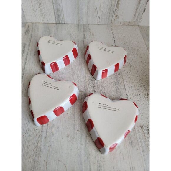 Valentine Pacific Island Creations ceramic heart striped dish set - Picture 7 of 7